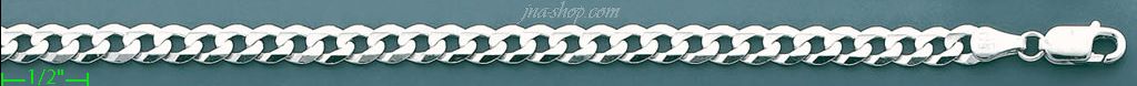 14K Gold Cuban Concave White Chain 8" 5.9mm - Click Image to Close
