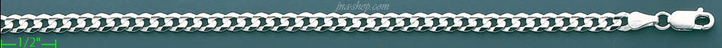 14K Gold Cuban Concave White Chain 7.5" 4.6mm - Click Image to Close