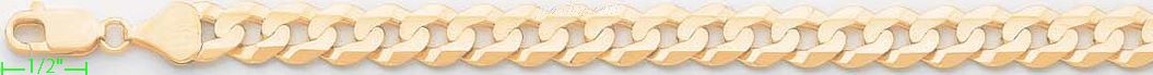 14K Gold Cuban Concave Chain 22" 9.6mm - Click Image to Close