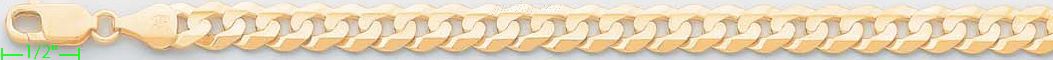 14K Gold Cuban Concave Chain 24" 8.1mm - Click Image to Close
