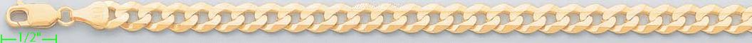 14K Gold Cuban Concave Chain 8" 7.1mm - Click Image to Close