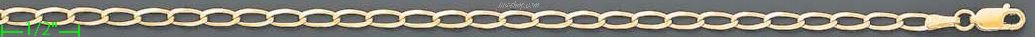 14K Gold Open Link 1/1 Chain 7" 3.2mm - Click Image to Close