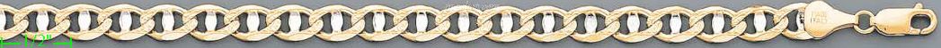 14K Gold Mariner Concave 2 Tone Chain 20" 7.8mm - Click Image to Close
