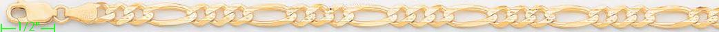 14K Gold Figaro 3+1 Yellow Pave Chain 8" 5.9mm - Click Image to Close