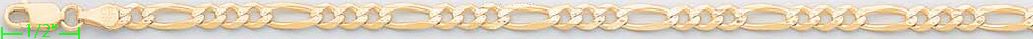 14K Gold Figaro 3+1 Yellow Pave Chain 24" 4.6mm - Click Image to Close