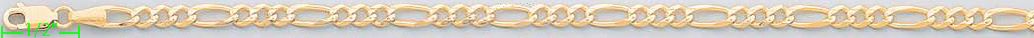 14K Gold Figaro 3+1 Yellow Pave Chain 7" 3.9mm - Click Image to Close
