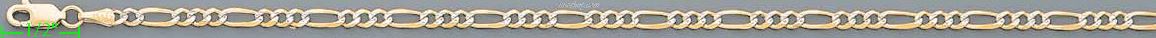 14K Gold Figaro 3+1 White Pave Chain 22" 3.2mm - Click Image to Close