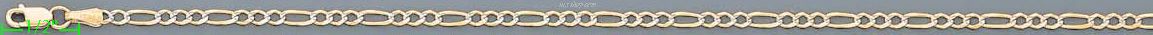 14K Gold Figaro 3+1 White Pave Chain 22" 2.5mm - Click Image to Close