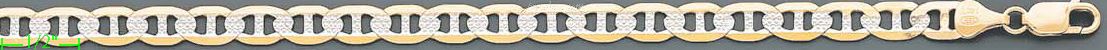 14K Gold Flat Mariner White Pave Chain 20" 6.4mm - Click Image to Close