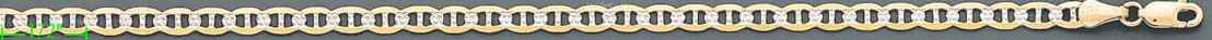 14K Gold Flat Mariner White Pave Chain 24" 4.3mm - Click Image to Close