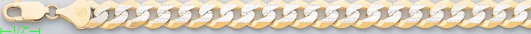 14K Gold Cuban White Pave Chain 20" 9.6mm - Click Image to Close