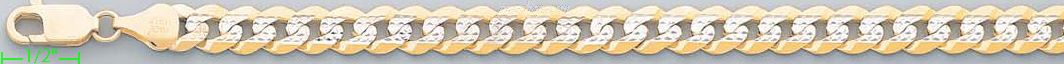 14K Gold Cuban White Pave Chain 8" 8.2mm - Click Image to Close