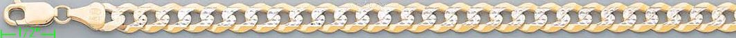 14K Gold Cuban White Pave Chain 24" 7.1mm - Click Image to Close