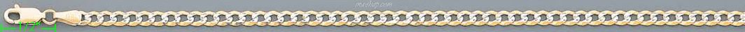 14K Gold Cuban White Pave Chain 22" 3.8mm - Click Image to Close