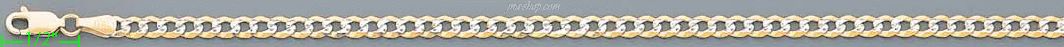 14K Gold Cuban White Pave Chain 18" 3.8mm - Click Image to Close