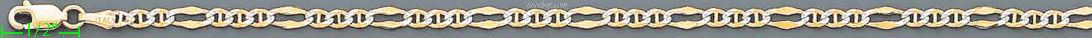 14K Gold Stamped Assorted White Pave FN Chain 22" 3.6mm - Click Image to Close