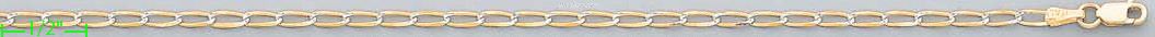 14K Gold Open Link 1/1 White Pave Chain 24" 2.4mm - Click Image to Close