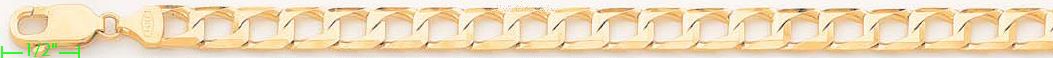 14K Gold Square Curb Chain 26" 7mm - Click Image to Close