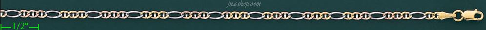 14K Gold Ficonucci 3Color Chain 7" 2.8mm - Click Image to Close