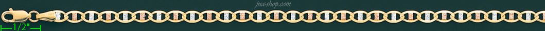 14K Gold Flat Mariner 3Color Chain 7" 4.2mm - Click Image to Close