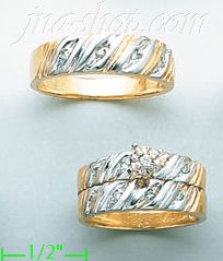 14K Gold 0.29ct Diamond Wedding Set Rings - Click Image to Close