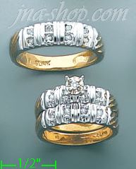 14K Gold 0.5ct Diamond Wedding Set Rings - Click Image to Close