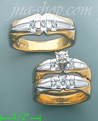 14K Gold 0.22ct Diamond Wedding Set Rings - Click Image to Close