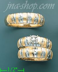 14K Gold 0.35ct Diamond Wedding Set Rings - Click Image to Close