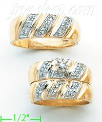 14K Gold 0.51ct Diamond Wedding Set Rings - Click Image to Close