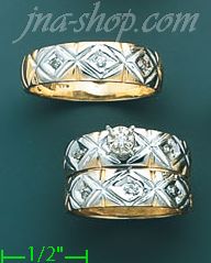 14K Gold 0.22ct Diamond Wedding Set Rings - Click Image to Close