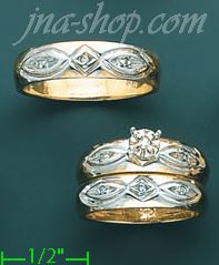 14K Gold 0.22ct Diamond Wedding Set Rings - Click Image to Close