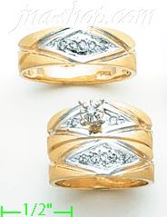 14K Gold 0.32ct Diamond Wedding Set Rings - Click Image to Close