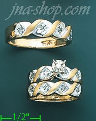 14K Gold 0.43ct Diamond Wedding Set Rings - Click Image to Close