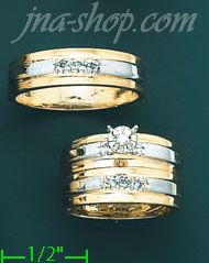 14K Gold 0.22ct Diamond Wedding Set Rings - Click Image to Close