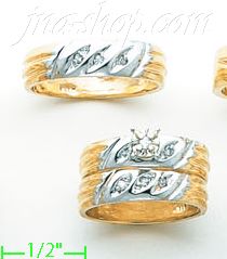 14K Gold 0.22ct Diamond Wedding Set Rings - Click Image to Close