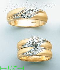 14K Gold 0.26ct Diamond Wedding Set Rings - Click Image to Close