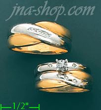 14K Gold 0.08ct Diamond Wedding Set Rings - Click Image to Close