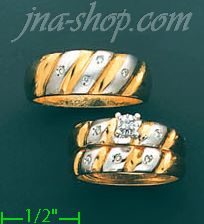 14K Gold 0.08ct Diamond Wedding Set Rings - Click Image to Close