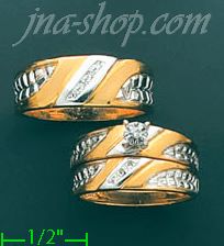 14K Gold 0.07ct Diamond Wedding Set Rings - Click Image to Close
