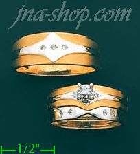 14K Gold 0.08ct Diamond Wedding Set Rings - Click Image to Close