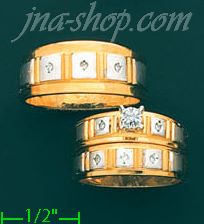 14K Gold 0.08ct Diamond Wedding Set Rings - Click Image to Close