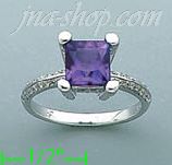 14K Gold Diamond 0.4ct / Amethyst 1.5ct Colored Stone Ring - Click Image to Close