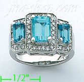 14K Gold Diamond 0.5ct / Blue Topaz 3.2ct Colored Stone Ring - Click Image to Close
