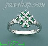 14K Gold Diamond 0.25ct / Emerald 0.25ct Colored Stone Ring - Click Image to Close