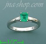 14K Gold Diamond 0.1ct / Emerald 0.7ct Colored Stone Ring - Click Image to Close