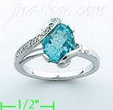 14K Gold Diamond 0.2ct / Blue Topaz 4.92ct Colored Stone Ring - Click Image to Close