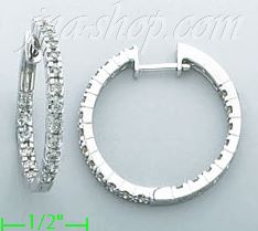 14K Gold 0.99ct Diamond Hoop Earrings - Click Image to Close
