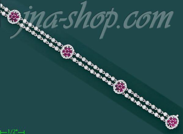 14K Gold 1.25ct Diamond & Ruby Bracelet - Click Image to Close