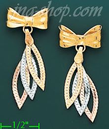 14K Gold Villa & Button Earrings - Click Image to Close
