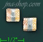 14K Gold Villa & Button Earrings - Click Image to Close